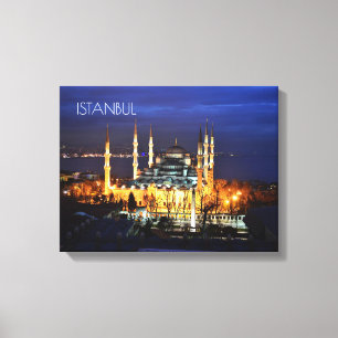 Istanbul Blue Mosque Night Scenery Premium Travel Leinwanddruck