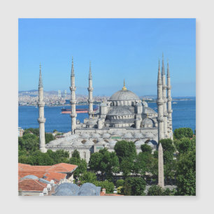 Istanbul Blue Mosque Night Scenery Premium Travel Magnetkarte