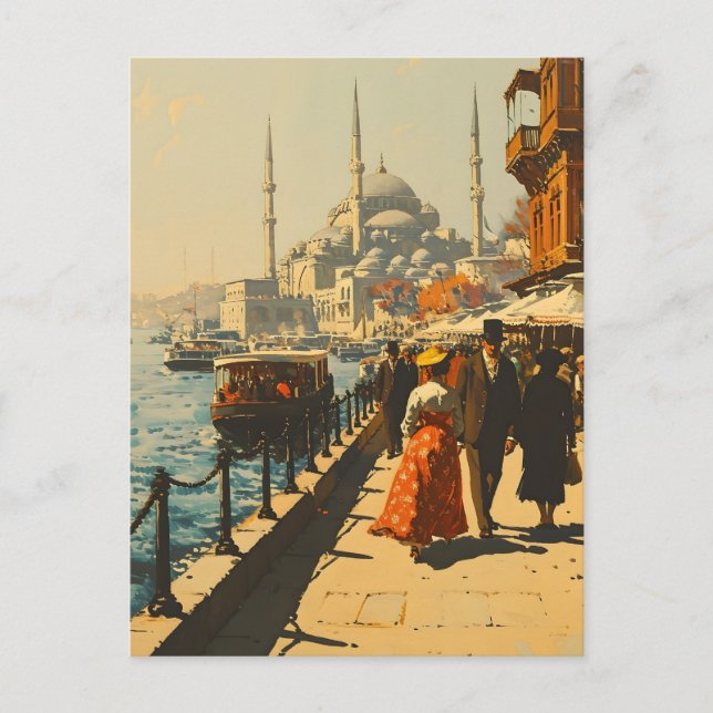 Istanbul Blue Mosque Vintag Postkarte (Vorderseite)