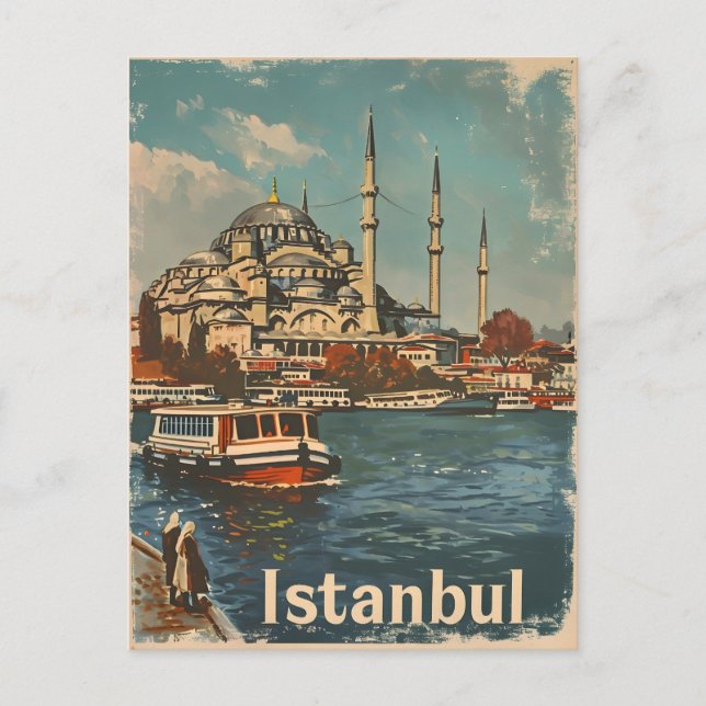 Istanbul Blue Mosque Vintag Postkarte (Vorderseite)