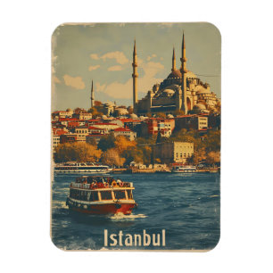 Istanbul Bosporus Vintage Postkarte Magnet