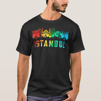 Istanbul City Skyline Türkei Souvenirfarben T-Shirt