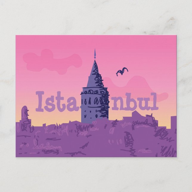 Istanbul farbenfrohe Postkarte (Vorderseite)