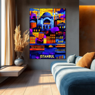 Istanbul Geometric Sunset - Farbenprächtige Stadtl Poster