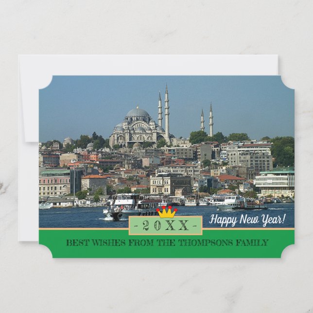 Istanbul Panorama & Bonne année ! Carte /20XX (Devant)