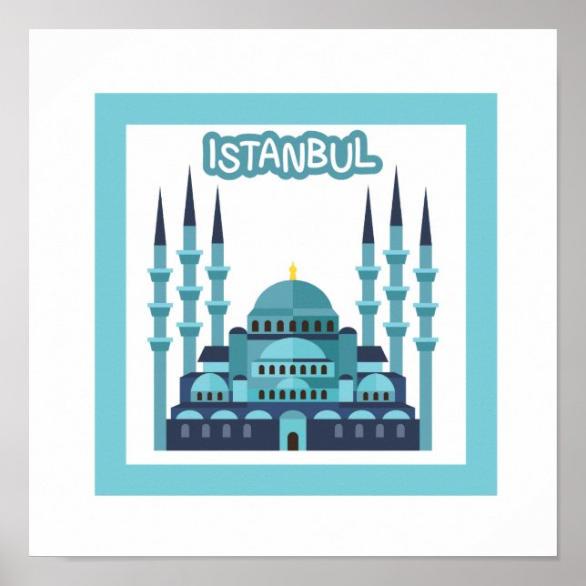 Istanbul Poster in Blue (Vorne)