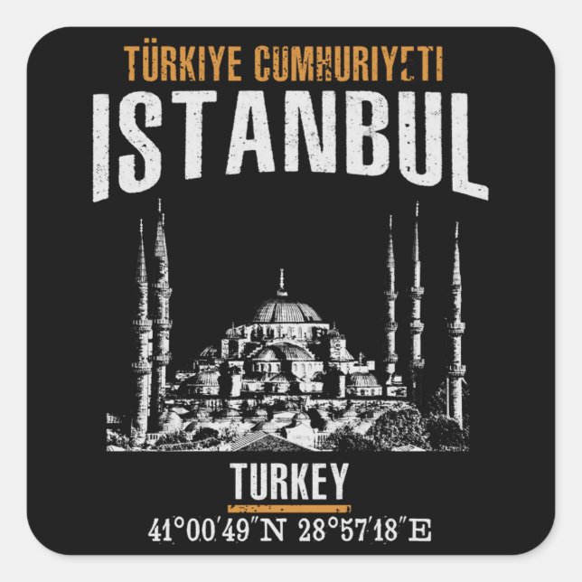 Istanbul Quadratischer Aufkleber (Vorderseite)