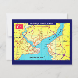 Istanbul Retro Grußkarte Postkarte