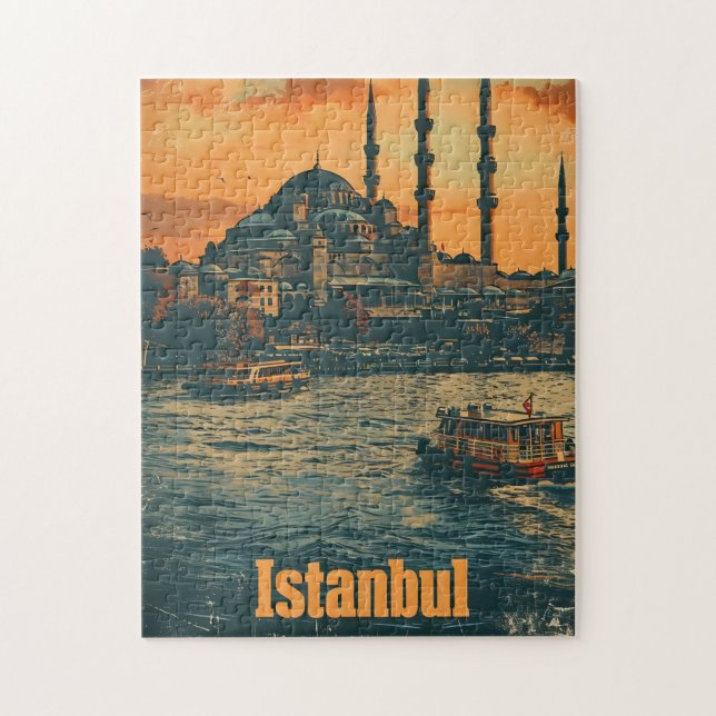 Istanbul Sunset: Vintage Postkarte (Vertikal)