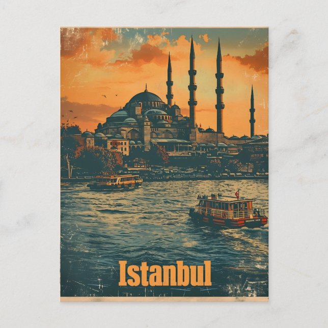 Istanbul Sunset: Vintage Postkarte (Vorderseite)