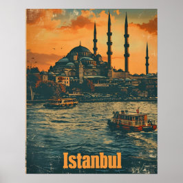 Istanbul Sunset: Vintage Postkarte Poster