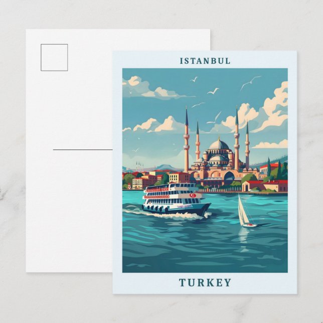 Istanbul Türkei Elegante Art Vintage Postkarte (Vorne/Hinten)