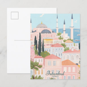 Istanbul Türkei Gouache-Malerei-Illustration Reise Postkarte