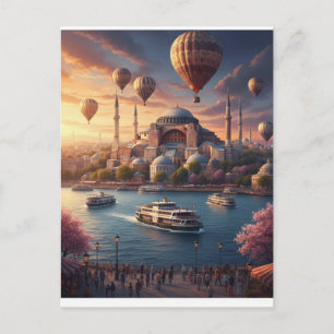 Istanbul Türkei Heißluftballons Blaue Moschee Postkarte