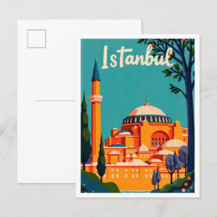 Istanbul Türkei Kunst Vintage-Illustration Reise Postkarte