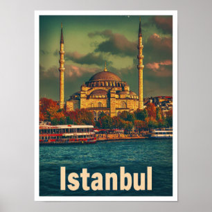 Istanbul Türkei Kunst Vintage Reiseillustration Poster