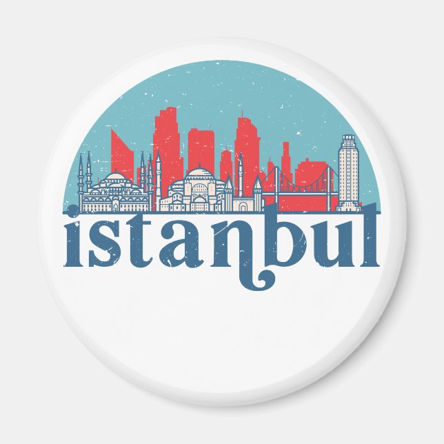 Istanbul Türkei Retro City Skyline Stadtbild Kunst Magnet (Vorne)