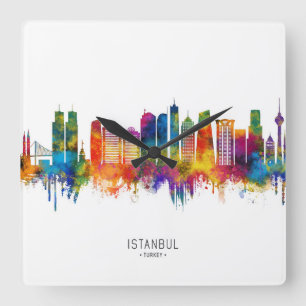 Istanbul Türkei Skyline Quadratische Wanduhr