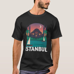 Istanbul Türkei Stadt Skyline Silhouette Umriss Sk T-Shirt