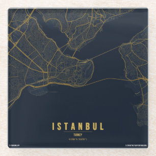 Istanbul Türkei Stadtplan Minimales Design Glasuntersetzer