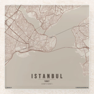 Istanbul Türkei Stadtplan Minimales Design Glasuntersetzer
