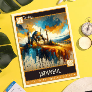 Istanbul, Türkei Vintage-Gemälde Postkarte
