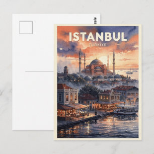 Istanbul Türkei Vintage Reise Postkarte
