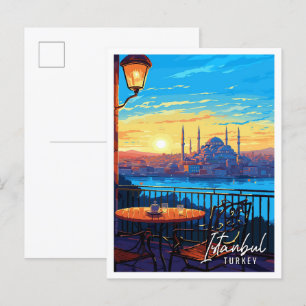 Istanbul Türkei Vintage-Reiseillustration Postkarte