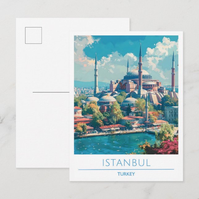 Istanbul Türkei Vintage Travel Postkarte (Vorne/Hinten)