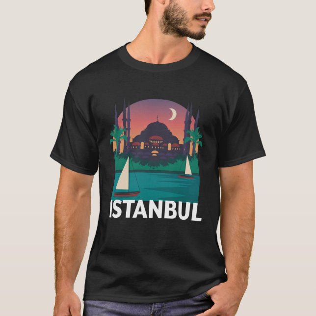 Istanbul Turkey City Skyline Silhouette Outline Sk T-Shirt (Vorderseite)