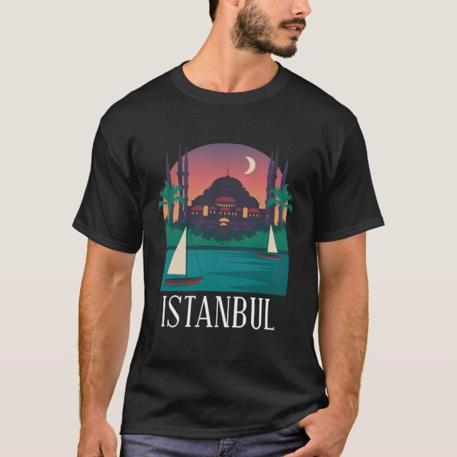 Istanbul Turkey City Skyline Silhouette Outline Sk T-Shirt (Vorderseite)