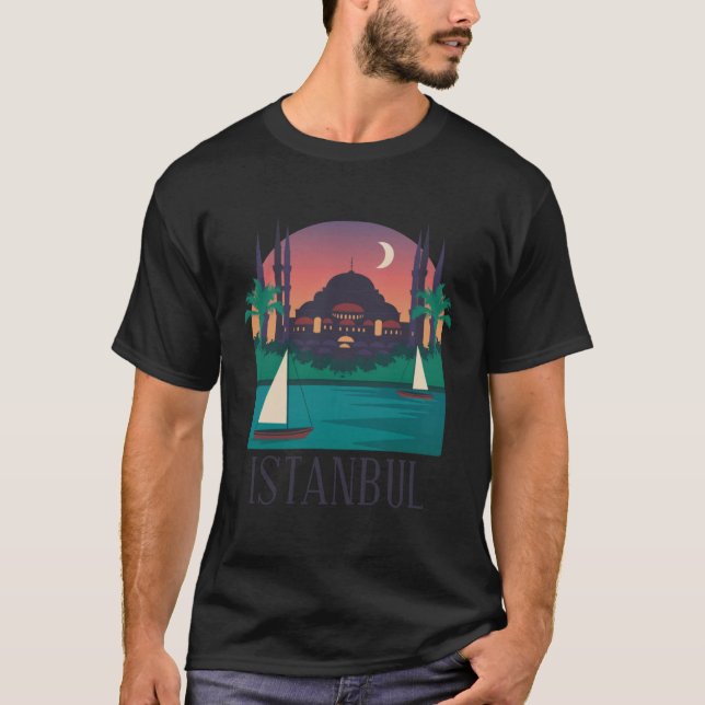 Istanbul Turkey City Skyline Silhouette Outline Sk T-Shirt (Vorderseite)