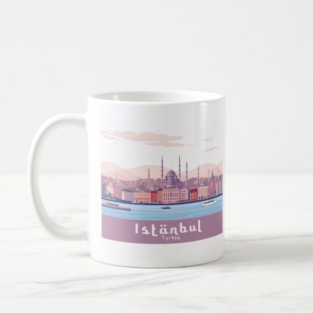 Istanbul Turkey Pastel Travel Design Kaffeetasse (Links)