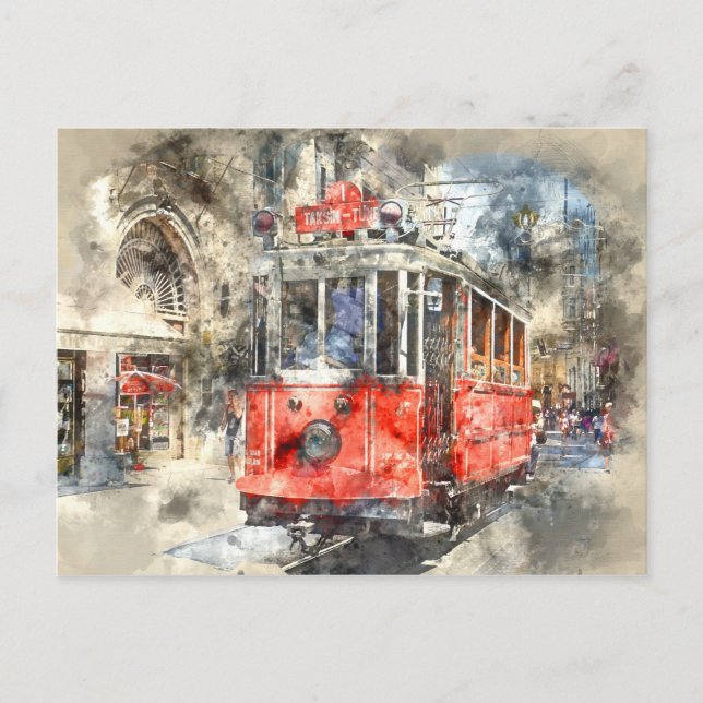 Istanbul Turkey Red Trolley Postkarte (Vorderseite)
