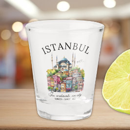 Istanbul Turkey Watercolor art city Schnapsglas