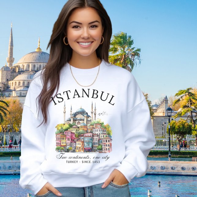 Istanbul Turkey Watercolor City Sweatshirt (Von Creator hochgeladen)