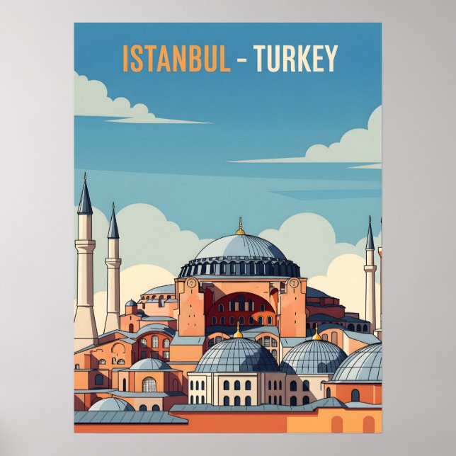 Istanbul Turkey with hagia Sophia and minarets Poster (Vorne)