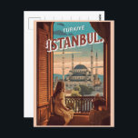 Istanbul Turkiye Reise Vintage Souvenirgeschenke Postkarte<br><div class="desc">Istanbul ist eine schöne Stadt in der Türkei, wo sich zwei Kontinente treffen. Es ist voll von coolen alten Gebäude, hübschen Aussichten auf das Wasser und lustigen Märkten. Wenn Sie besuchen, können Sie besondere Souvenirs erhalten, um sich an Ihre Reise zu erinnern. Souvenirs sind kleine Geschenke wie Postkarten, Magnete oder...</div>