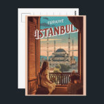 Istanbul Turkiye Reise Vintage Souvenirgeschenke Postkarte<br><div class="desc">Istanbul ist eine schöne Stadt in der Türkei, wo sich zwei Kontinente treffen. Es ist voll von coolen alten Gebäude, hübschen Aussichten auf das Wasser und lustigen Märkten. Wenn Sie besuchen, können Sie besondere Souvenirs erhalten, um sich an Ihre Reise zu erinnern. Souvenirs sind kleine Geschenke wie Postkarten, Magnete oder...</div>