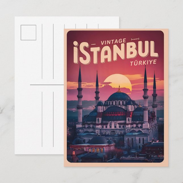 Istanbul Turkiye Reise Vintage Souvenirgeschenke Postkarte (Vorne/Hinten)