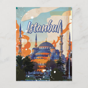 Istanbul Vintage Reiseplakat Postkarte