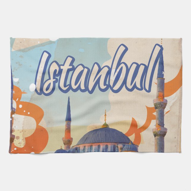 Istanbul Vintage Travel Poster Geschirrtuch (Horizontal)