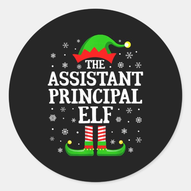 Istant Principal Elf Funny Christmas Family Matchi Runder Aufkleber (Vorderseite)