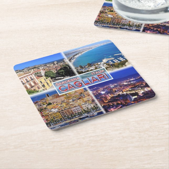 IT2027 Europa - Italien - Sardinien - Cagliari - H Rechteckiger Pappuntersetzer (angewinkelt)