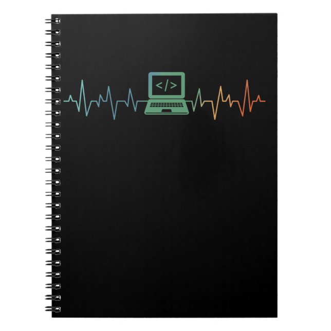 IT-Entwickler Computer-Heartbeat-Software-Coder Notizblock (Vorderseite)