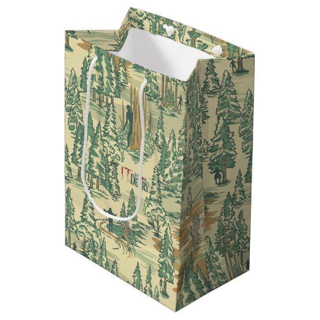 IT Forest Fishing Muster Mittlere Geschenktüte (Vorderseite Schrägansicht)