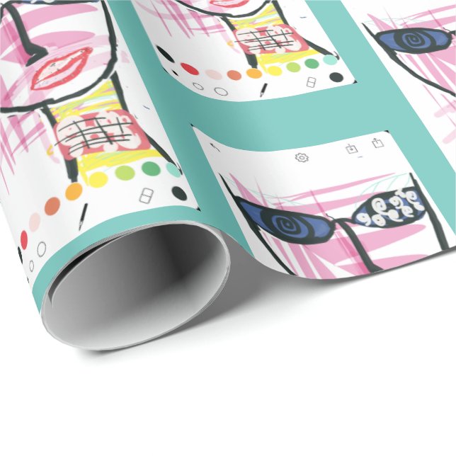 It Girl - Retro Green Geschenkpapier (Rolleneckpunkt)