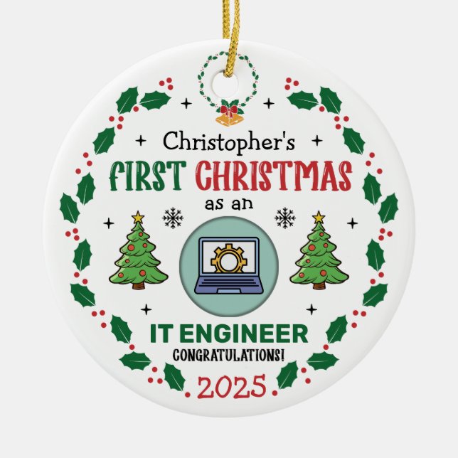 IT-Ingenieur Personalisiert Keramik Ornament (Vorne)