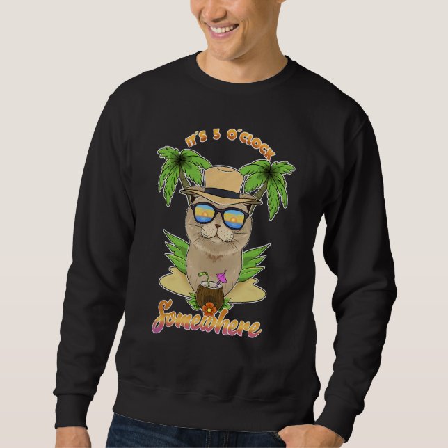 It Is 5 O´Clock Somewhere Drinking Scottish Fold C Sweatshirt (Vorderseite)
