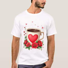 It Is Coffee Time With Mug And Red Hearts T-Shirt